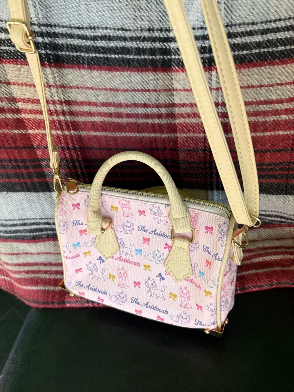 Pink gold Disney Classics Aristocats Crossbody mini bag kids purse allover Cats
